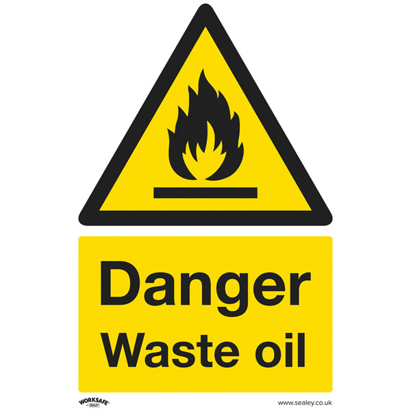 Worksafe SS60V1 Warning Safety Sign - Danger Waste Oil - Self-Adhe...