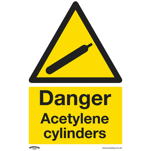 Worksafe SS63V1 Safety Sign Danger Acetylene Cylinders - Self-Adhe...