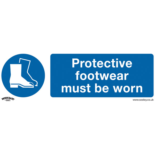 Worksafe SS7P1 Safety Sign Protective Footwear Must Be Worn - Rigi...