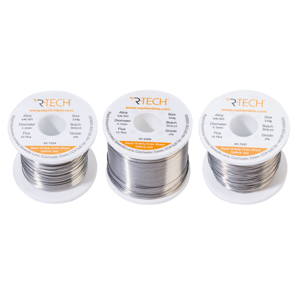 R-TECH 857025 SAC305 Solder 2% L0 Flux Halide-Free 1.0mm 500g Reel