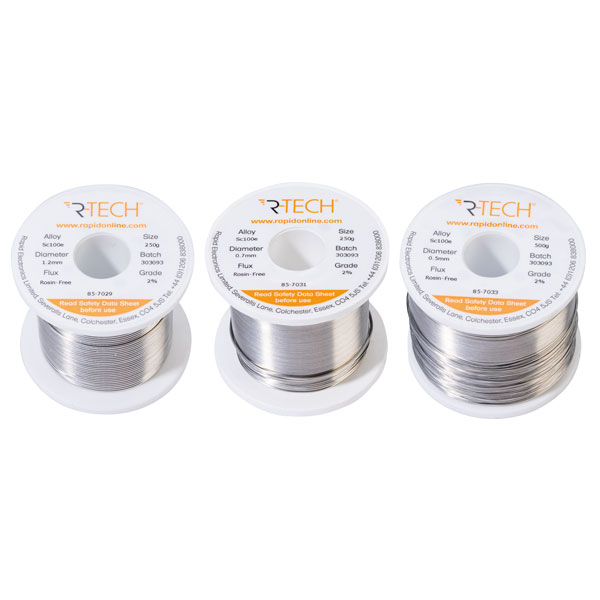 R-TECH 856996 SC100e Solder 2% Rosin-Free HF Flux Halide-Free 1.2m...