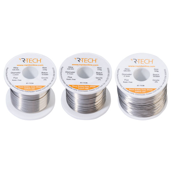 R-TECH 857034 SAC305 Solder 2% Rosin-Free HF Flux Halide-Free 1.2m...