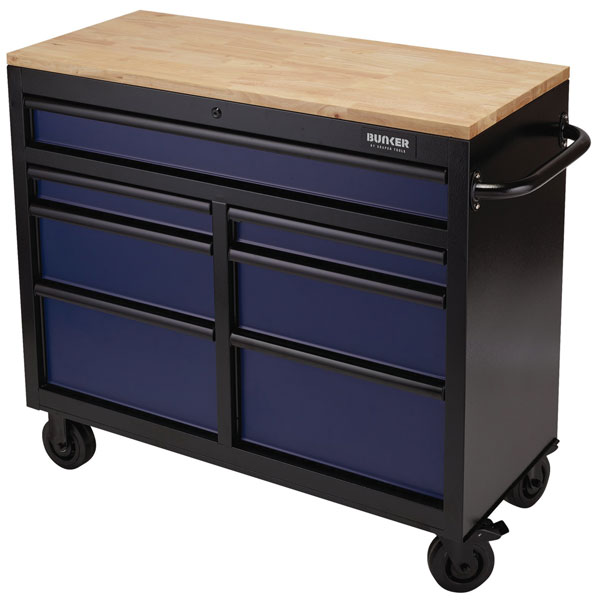  08222 BUNKER® Workbench 7 Drawer Roller Tool Cabinet 41" Blue