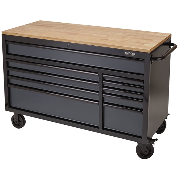  08227 BUNKER® Workbench 10 Drawer Roller Tool Cabinet 56" Grey