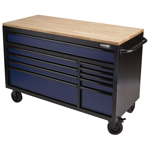  08237 BUNKER® Workbench 10 Drawer Roller Tool Cabinet 56" Blue