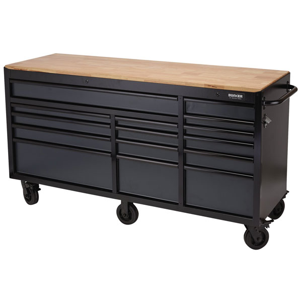  08241 BUNKER® Workbench 15 Drawer Roller Tool Cabinet 72" Grey