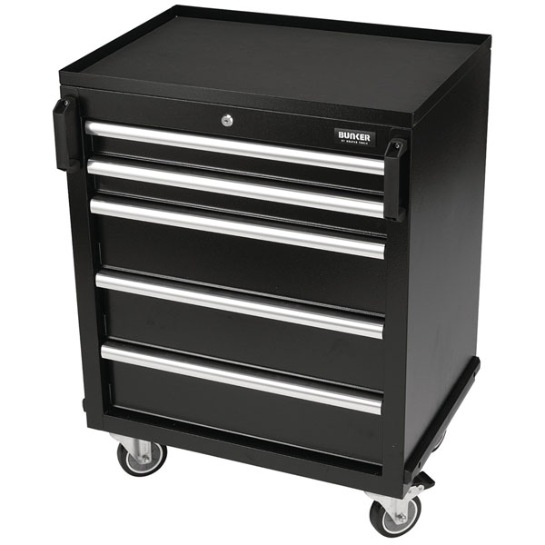  29792 BUNKER® Modular 5 Drawer Mobile Cabinet 646 x 458mm Black