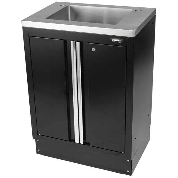 BUNKER® 31034 Modular 2 Door Floor Cabinet with Sink 680 x 463mm Black
