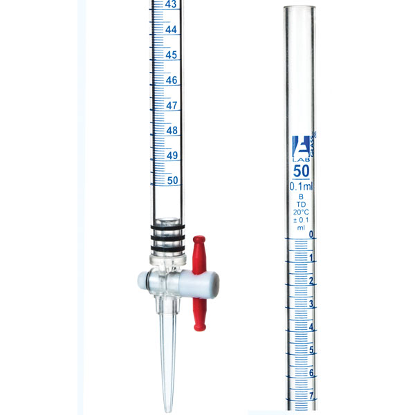 EISCO CH0233B 50mL Acrylic Burette, Class B - 0.1mL With PTFE Key ...