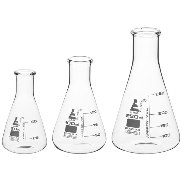 EISCO CH196031 Premium Erlenmeyer Flask Set, N Neck, Borosilicate ...