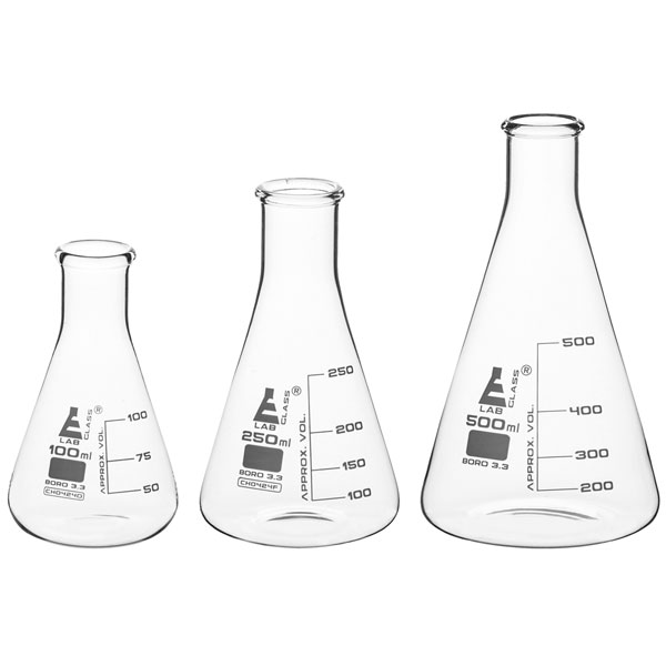EISCO CH196032 Premium Erlenmeyer Flask Set, N Neck, Borosilicate ...