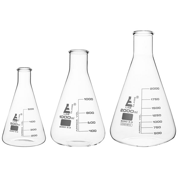 EISCO CH196033 Premium Erlenmeyer Flask Set, N Neck, Borosilicate ...