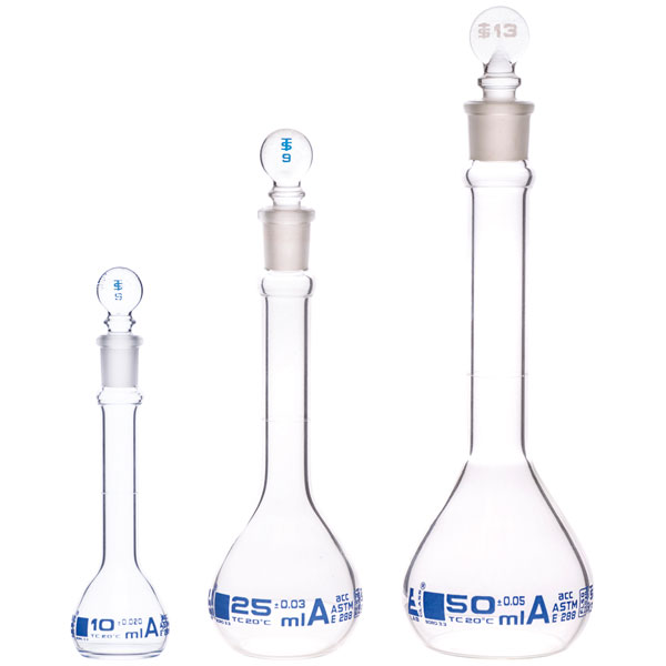 Image of EISCO CH196041 Premium Volumetric Flask Set, Class A Borosilicate ...