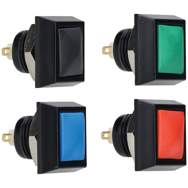 R-TECH 524643 Momentary Pushbutton Switch, SPST, 12mm Cutout, IP67...