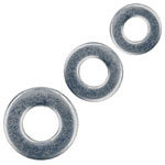 A Range of R-TECH Steel Flat Washers, Bright Zinc Passivated