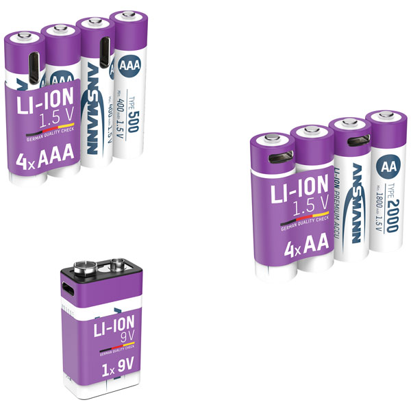  1311-0028 AAA Li-Ion Rechargeable Battery 500mAh 4 Pack With USB-C Cable
