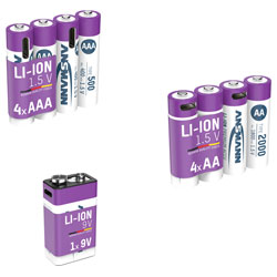 Ansmann Li-Ion Rechargeable Battery Range (AAA, AA, PP3) with USB-C Cable