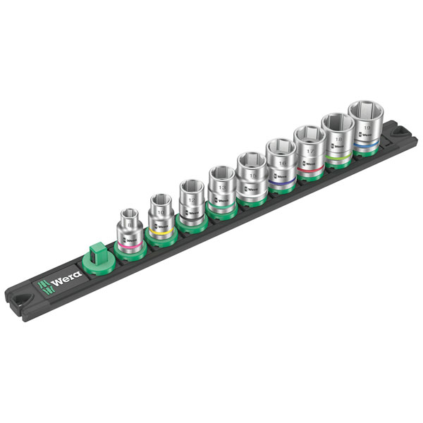 Wera 05005430001 Magnetic Socket Rail B 4 Zyklop Socket Set, 3/8" ...