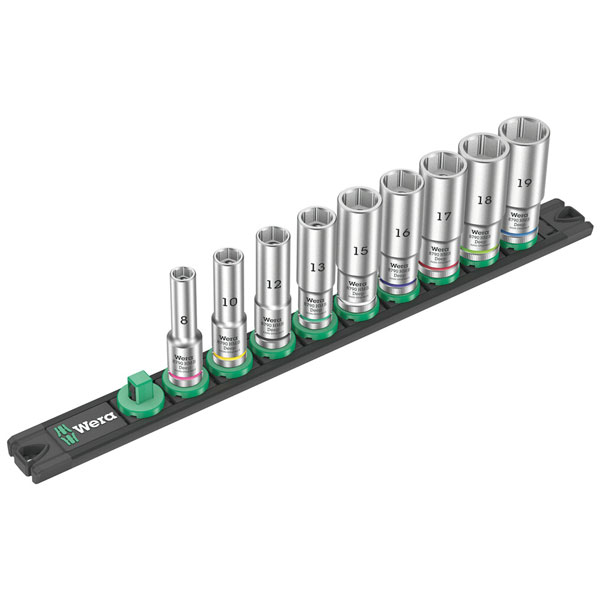 Wera 05005440001 Magnetic Socket Rail B Deep 1 Socket Set, 3/8" Dr...