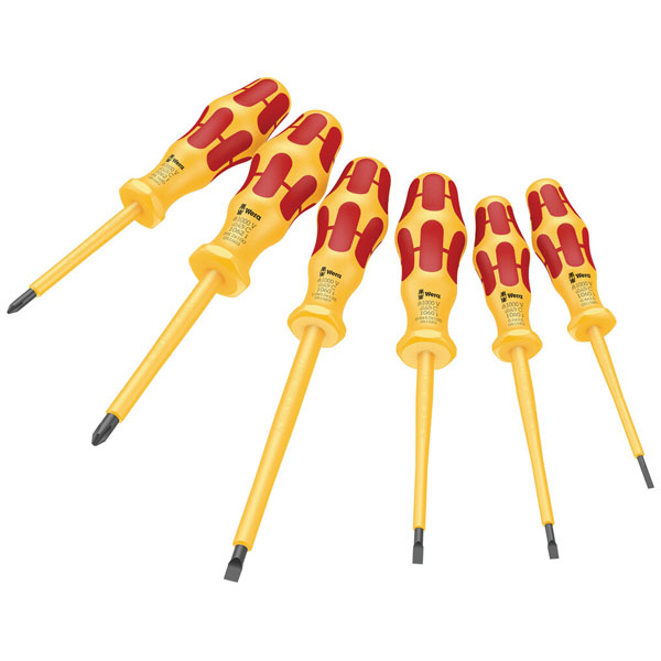 Wera 05051575001 1060 i/1062 i/6 Kraftform VDE Screwdriver Set, 6 pc