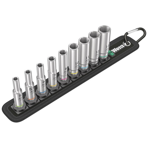 Wera 05004525001 Belt A Deep 1 Socket Set 1/4" Drive 9 Piece