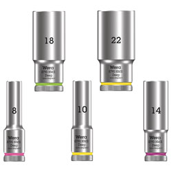 Wera Range of 8790 HMB Deep 3/8-inch Hex, Individual Sockets