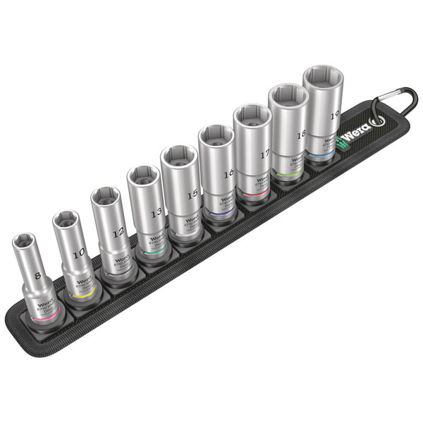 Wera 05004545001 Belt B Deep 1 Socket Set 3/8" Drive 9 Piece