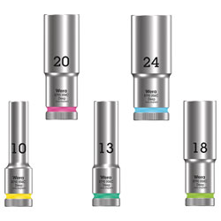 Wera Range of 8790 HMC Deep 1/2-inch Hex, Individual Sockets