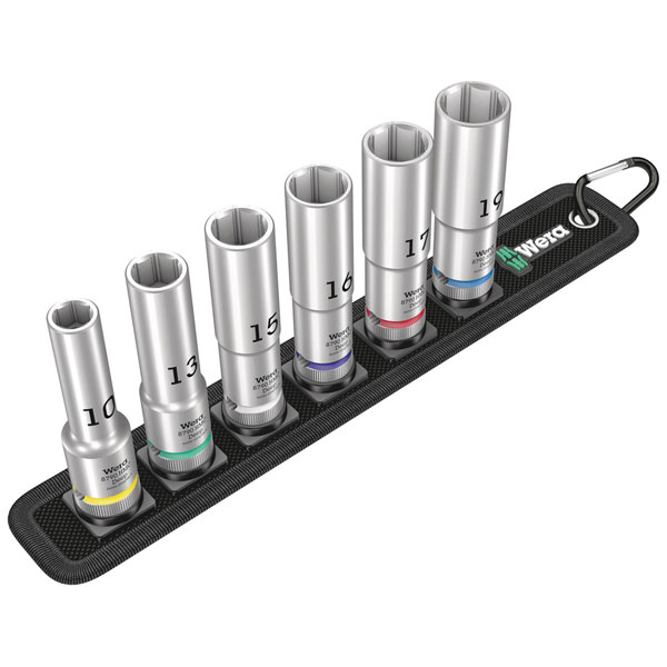 Wera 05004565001 Belt C Deep 1 Socket Set 1/2" Drive 6 Piece