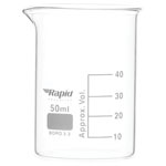 Rapid EGL0126D Glass Beakers, Low form with Spout, 50 ml