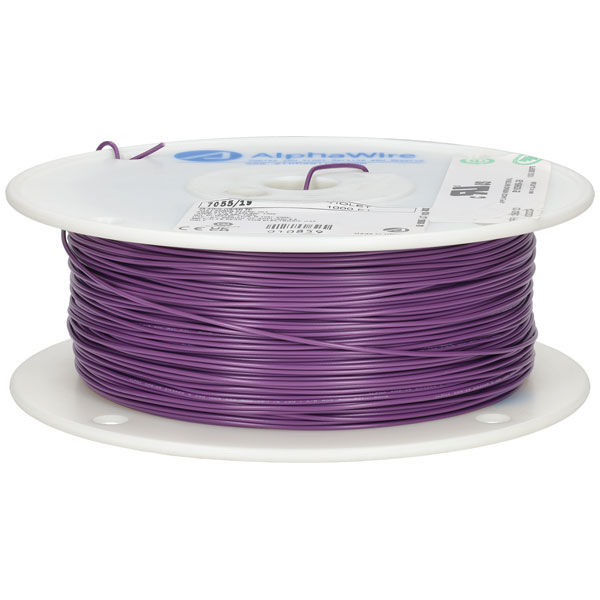 Alpha Wire 7055/19 VI001 22 AWG PVC Violet Hook Up Wire 1KFT UL1429