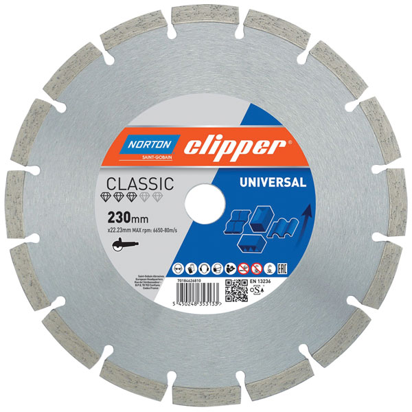Norton Clipper 70184626810 Classic Universal Blue Diamond Blade 23...