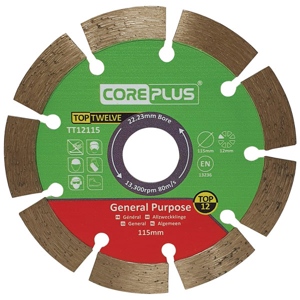 Core Plus CORDBTT12115 Top Twelve General Purpose Diamond Blade 115mm