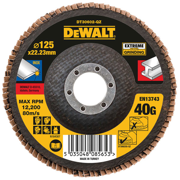 DEWALT DT30602-QZ DT30602 Extreme Metal Flap Disc 125 x 22.2mm x 40G