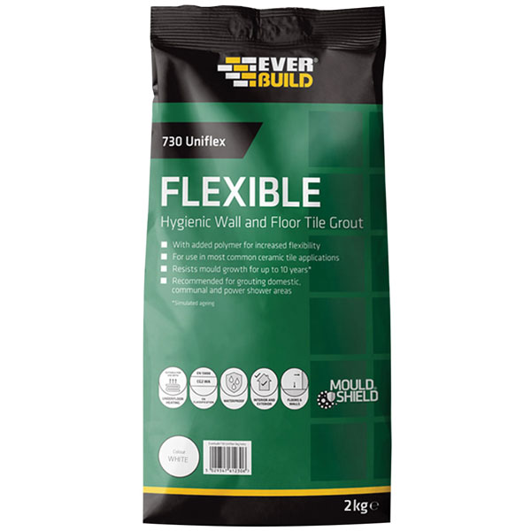 Everbuild 486045 730 Uniflex Hygienic Tile Grout Anthracite 5kg