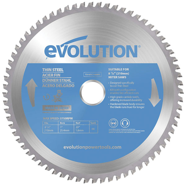 Evolution T210TCT-68MS Thin Steel Cutting Mitre Saw Blade 210 x 25...