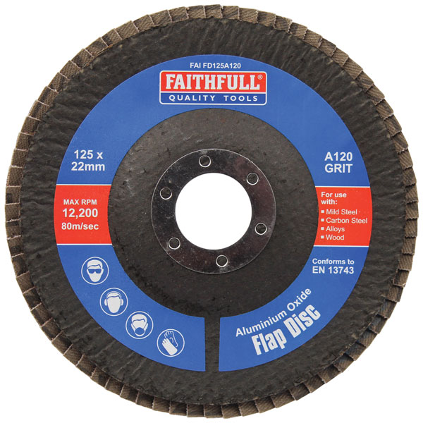 Faithfull FAIFD125A80 Aluminium Oxide Flap Disc 125 x 22mm 80 Grit