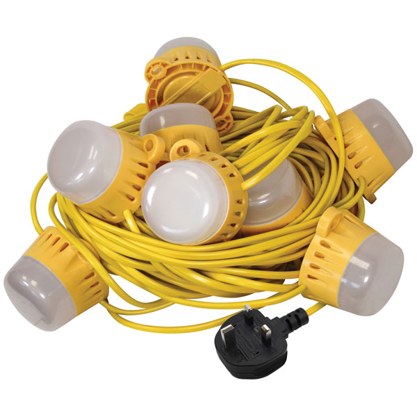 Faithfull Power Plus HI-22LED-B Festoon Lights 10 LED Bulbs 110V 22m