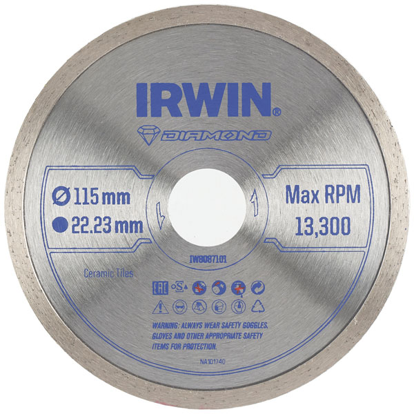 Irwin IW8087102 Continuous Rim Diamond Blade 125 x 22.23mm
