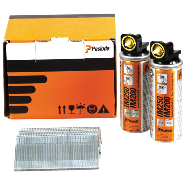 Paslode 921586 19mm IM65 Galvanised Straight Brads 2000 2 x Fuel Cells
