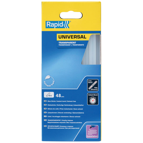 Rapid 5001412 Universal Glue Sticks, White 12 x 190mm (Pack 48)