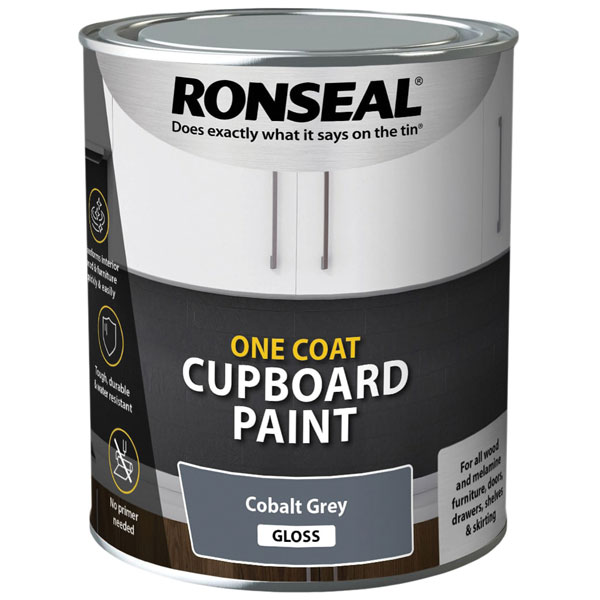 Ronseal 39371 One Coat Cupboard Paint Granite Grey Satin 750ml