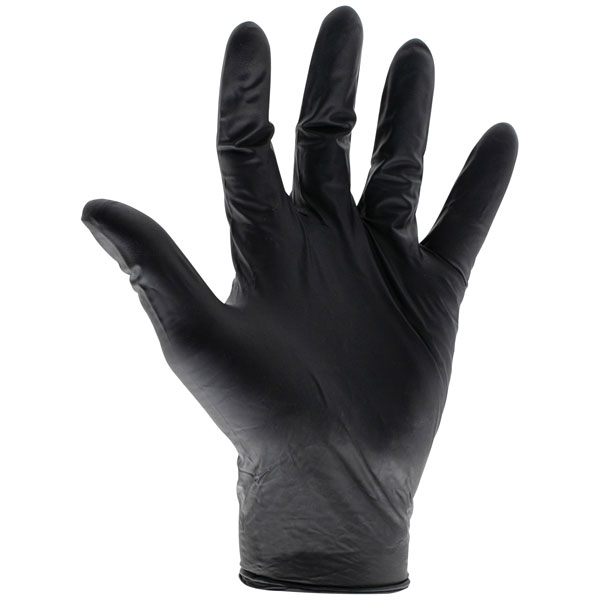 Scan KG-1101 Black Heavy-Duty Nitrile Disposable Gloves Medium Siz...