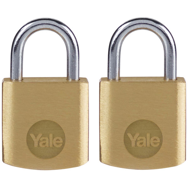 Yale Locks Y110B/20/111/2 Brass Padlock 20mm (2 Pack)