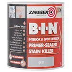 B.I.N® Primer, Sealer & Stain Killer Paint Grey 1 litre