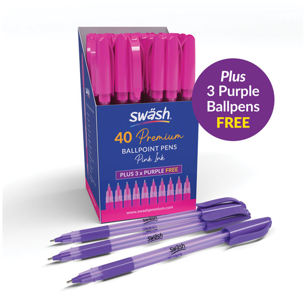 Swash BBT40PK 40 Premium Triangle BP Rubber Grip Purple Pink Pens ...