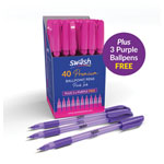 40 Premium Triangle BP Rubber Grip Purple Pens - 3 FREE