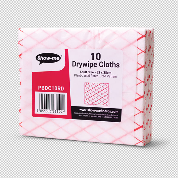 Show-Me PBDC10RD Pack of 10 Plant-based drywipe eraser cloths with...