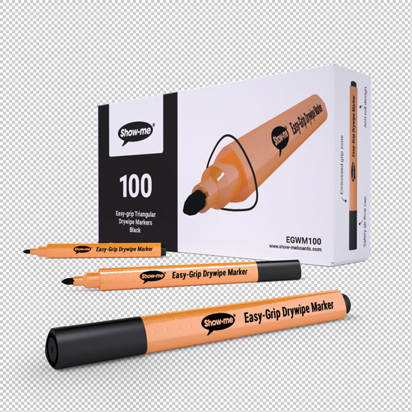 Show-Me EGWM10 Show-me Triangular whiteboard Pens Black - Box 10