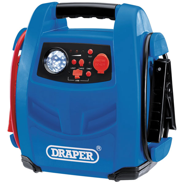 Draper 70553 12V Jump Starter with Air Compressor 800 Peak Amps